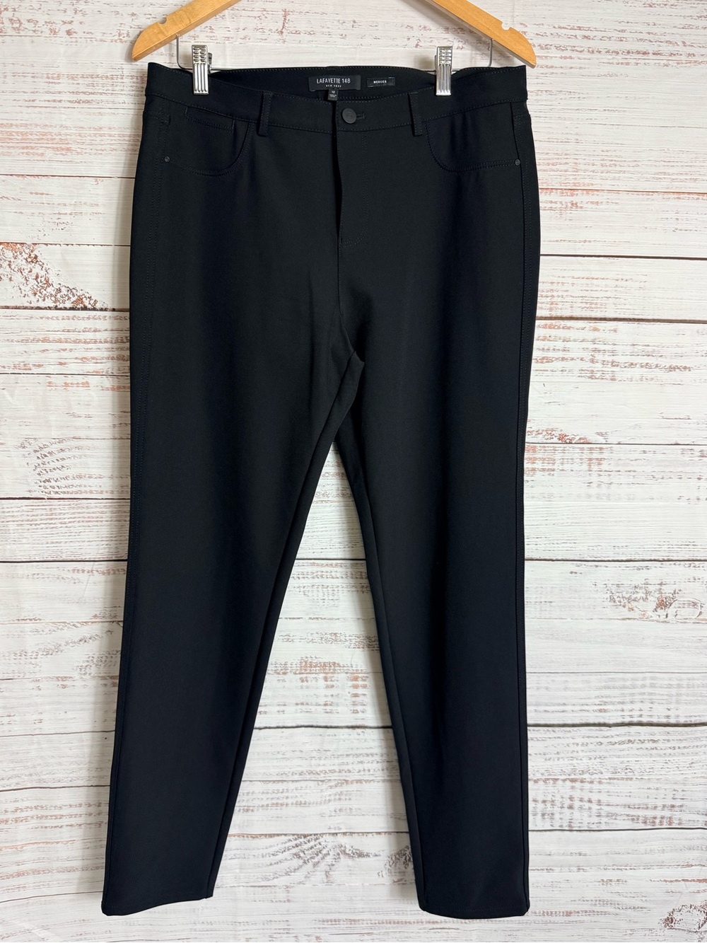 Lafayette 148 New York Mercer Acclaimed Stretch Skinny Ankle Pants Black 12